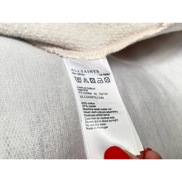 All Saints Nude Zip Drape Waterfall Cardigan S Beige Oversized Terry Jacket - Picture 15 of 15